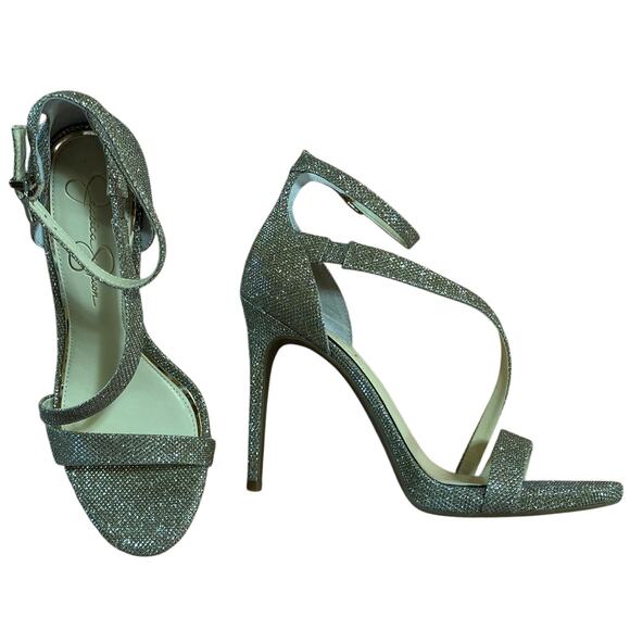 Jessica Simpson JS-RAYLI2 Glitter Heels 10M Gold Strappy Stiletto Sandals - Picture 1 of 10